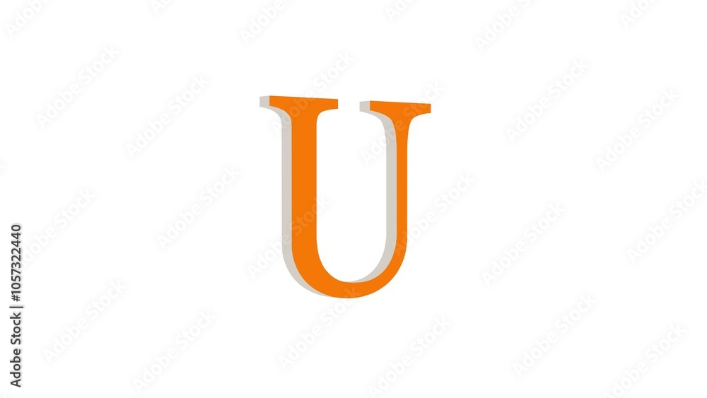 3d U letter logo loopable brown color white background 3d U letter logo loopable brown color white background