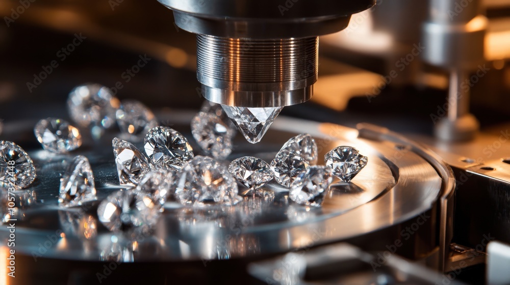 A close-up view of diamond cutting machines in operation, A close-up view of diamond cutting machines in operation,