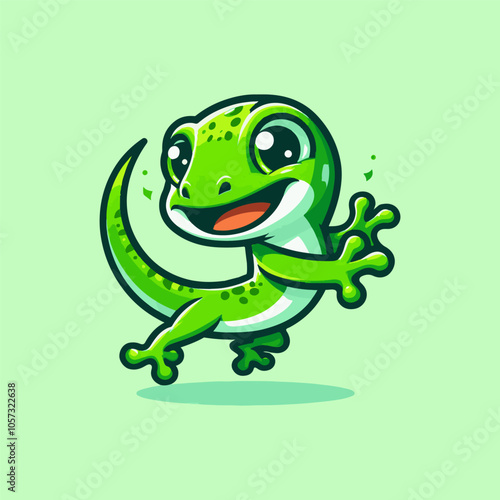 Energetic Green Gecko mascot logo