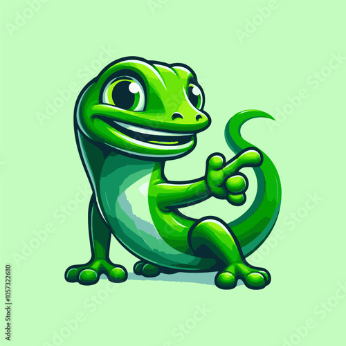 Energetic Green Gecko mascot logo