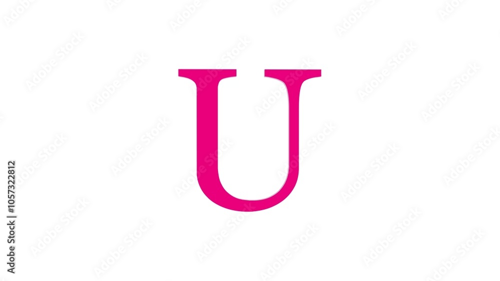3d U letter logo loopable rotated pink color white background 3d U letter logo loopable rotated pink color white background