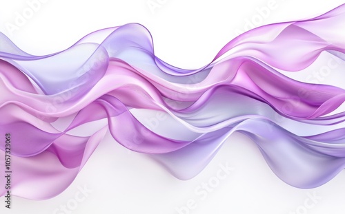 Abstract background with smooth wisteria and gossamer waves on a light white surface, elegant 3D rendering