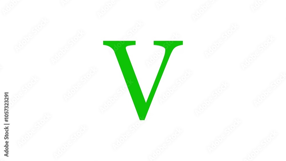 3d V letter logo loopable rotated green color white background 3d V letter logo loopable rotated green color white background