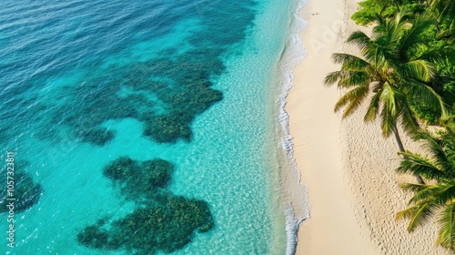 Aerial view of a tranquil beach ideal for a summer getaway