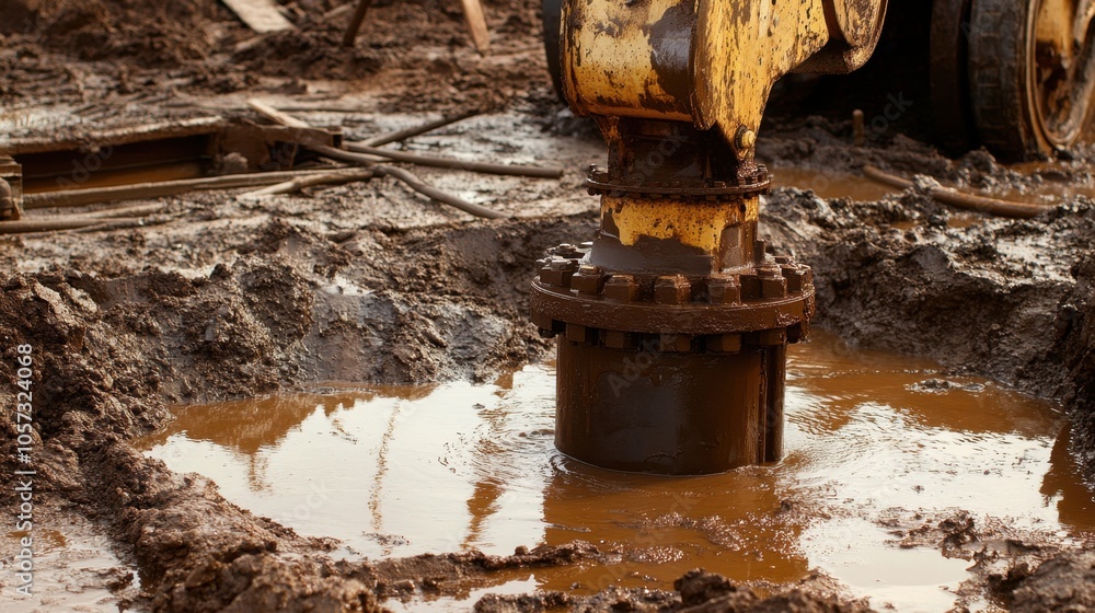 A robust submersible pump efficiently draining muddy water from a construction site, showcasing its reliable performance in a challenging environment. A robust submersible pump efficiently draining muddy water from a construction site, showcasing its reliable performance in a challenging environment.