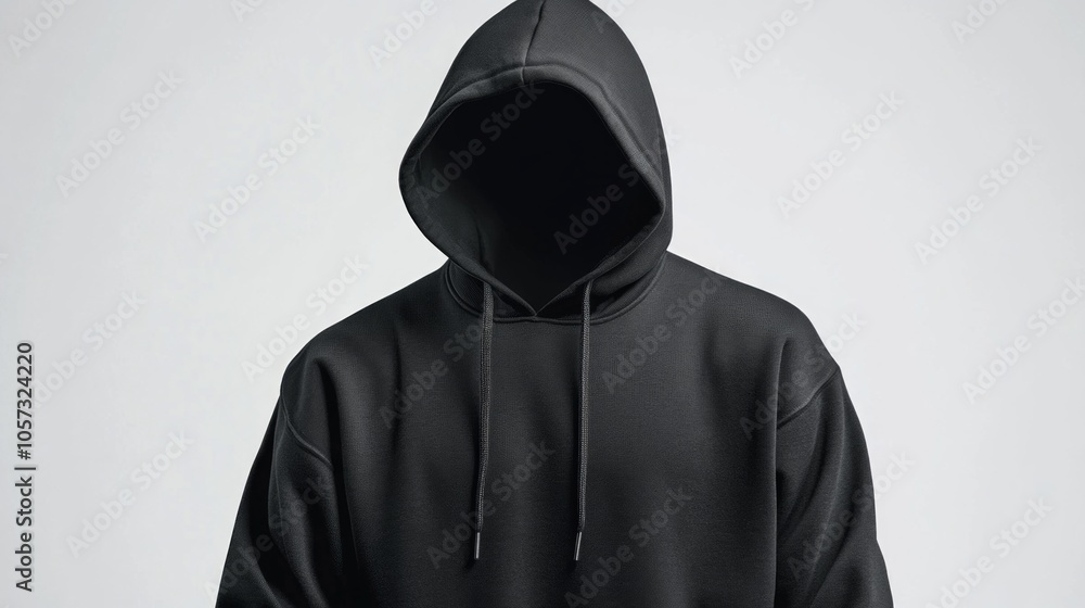 Isolated black hoodie sweatshirt, men style with hood, perfect for mockups. Long sleeves and clean clipping path on white background Isolated black hoodie sweatshirt, men style with hood, perfect for mockups. Long sleeves and clean clipping path on white background