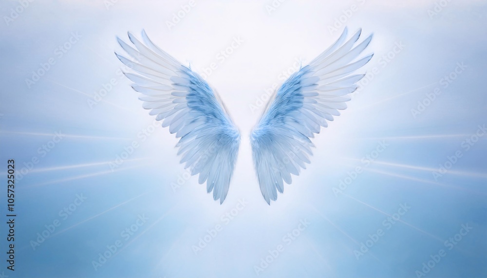 Fototapeta premium A light blue wings on white background design with pastel-colored the color scheme