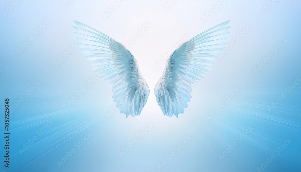 A light blue wings on white background design with pastel-colored the color scheme A light blue wings on white background design with pastel-colored the color scheme