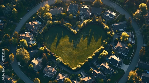 Heart-shaped real estate listing concept, symbolizing matching potential buyers with ideal homes. Home, dream home, sense of belonging photo