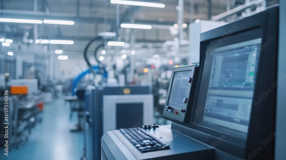 A modern factory where engineers use computer A modern factory where engineers use computer