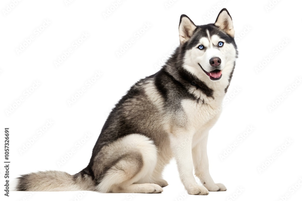 Siberian Husky Sitting on White Background Siberian Husky Sitting on White Background