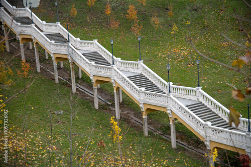 Staircase descent leading to the Magdeburg Law Monument in Kyiv