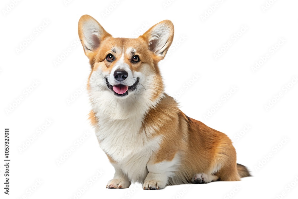 Pembroke Welsh Corgi Sitting on a White Background Pembroke Welsh Corgi Sitting on a White Background