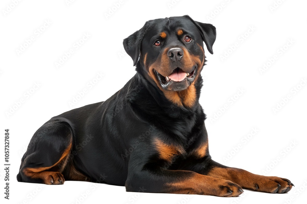 Rottweiler Dog Sitting on White Background Rottweiler Dog Sitting on White Background