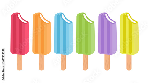 ice cream set isolated on white, summer popsicles vector illustration