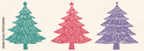 Set of Christmas Trees, vector illustration