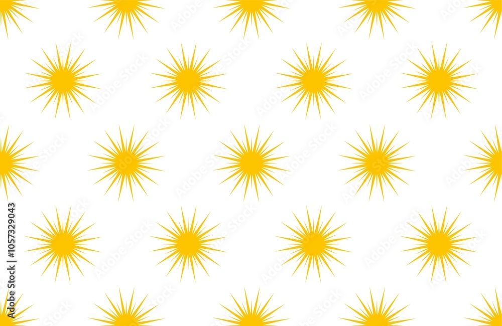 seamless pattern with yellow stars or sun on white background. seamless pattern with yellow stars or sun on white background.