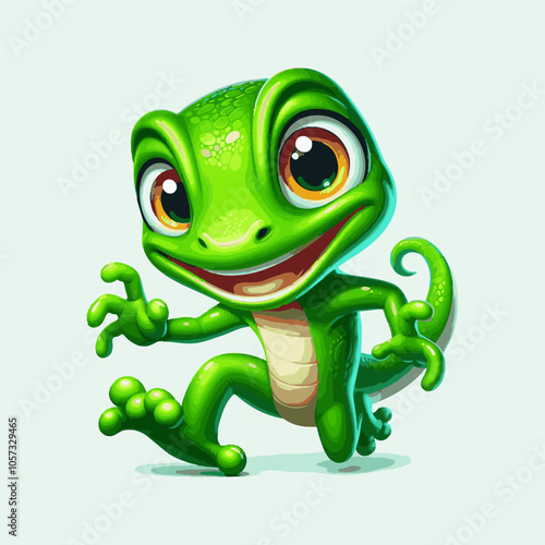 Energetic Green Gecko mascot logo