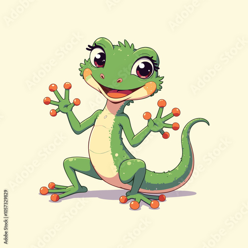 Energetic Green Gecko mascot logo