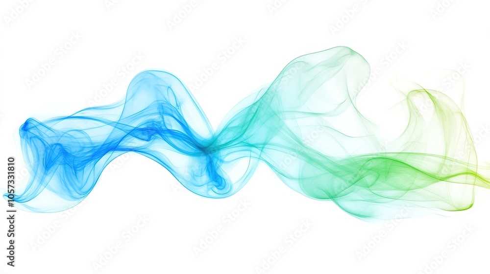 Flowing blue and green ink swirls on white background. Flowing blue and green ink swirls on white background.
