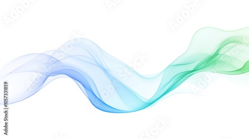 Flowing blue and green ink swirls on white background.