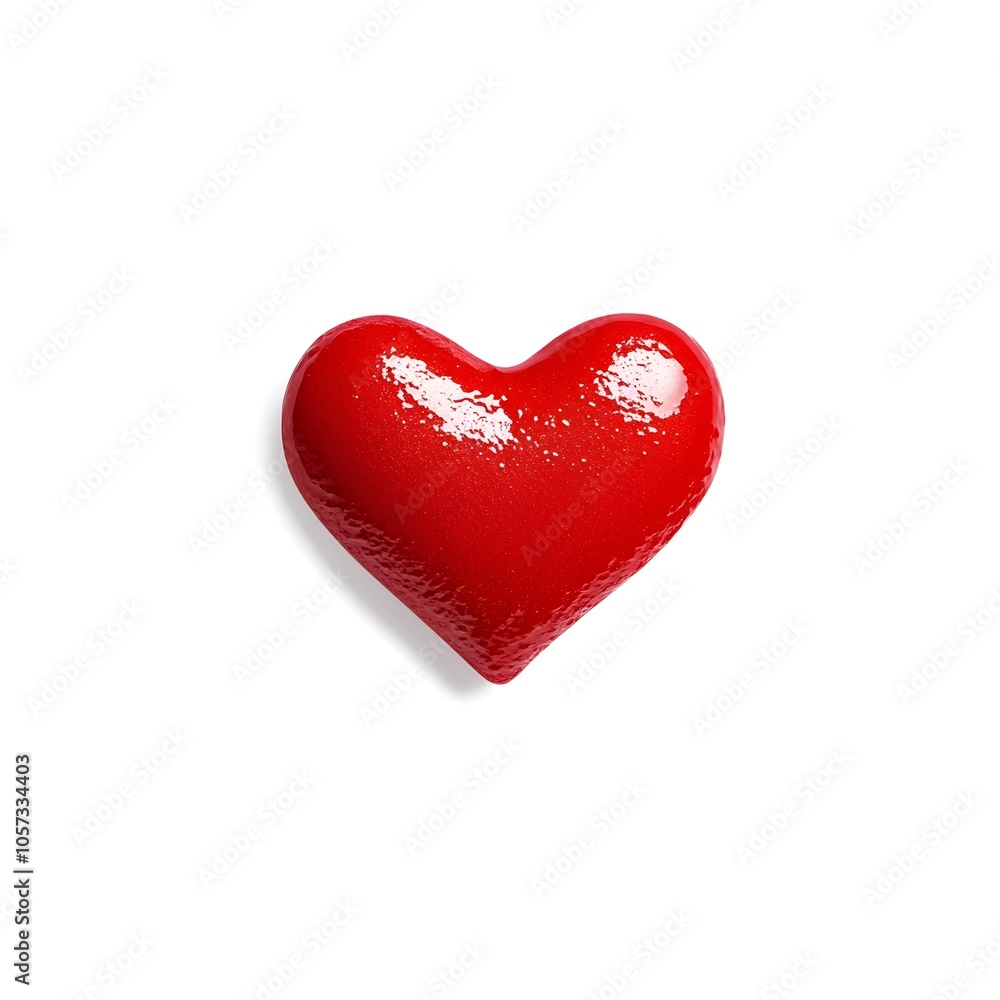 Macro Red Lipstick Heart Set on White Background Macro Red Lipstick Heart Set on White Background