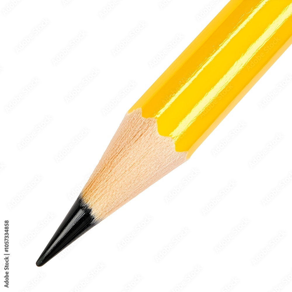 Fototapeta premium Macro Shot of a Perfect Yellow Pencil on White Background