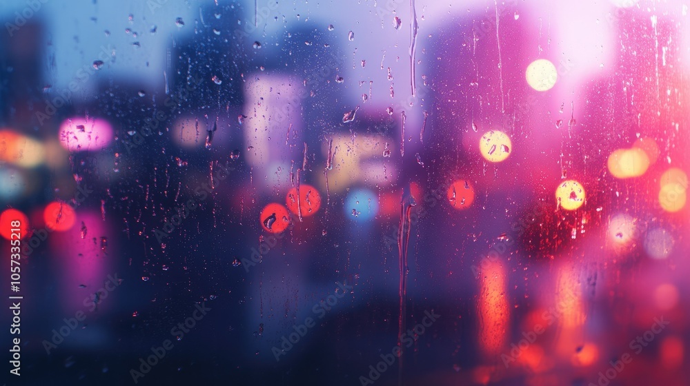Water droplets on glass with colorful bokeh in the background, forming an abstract, artistic pattern of light and liquid. Water droplets on glass with colorful bokeh in the background, forming an abstract, artistic pattern of light and liquid.