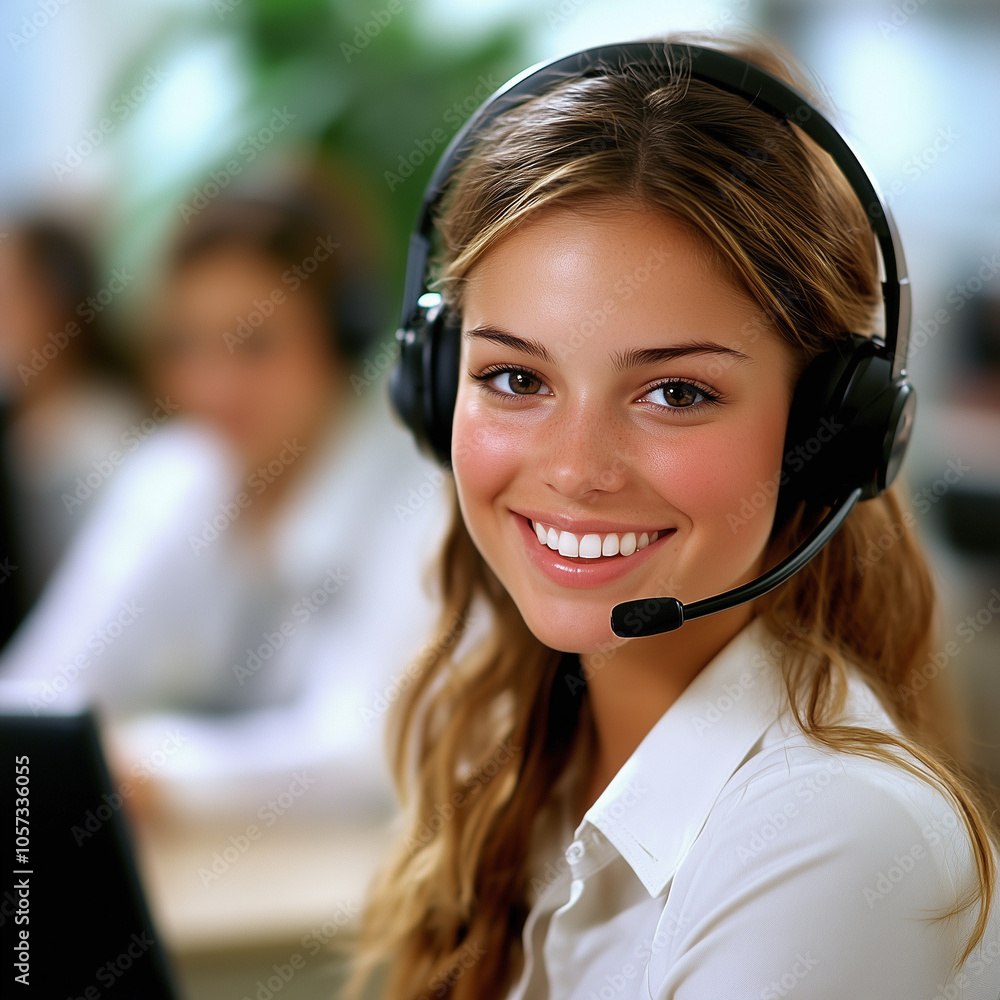 Friendly Customer Service Agent with Headset Friendly Customer Service Agent with Headset