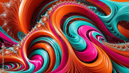 Vivid swirling patterns of vibrant colors creating an abstract design in a mesmerizing display of artistry and creativity