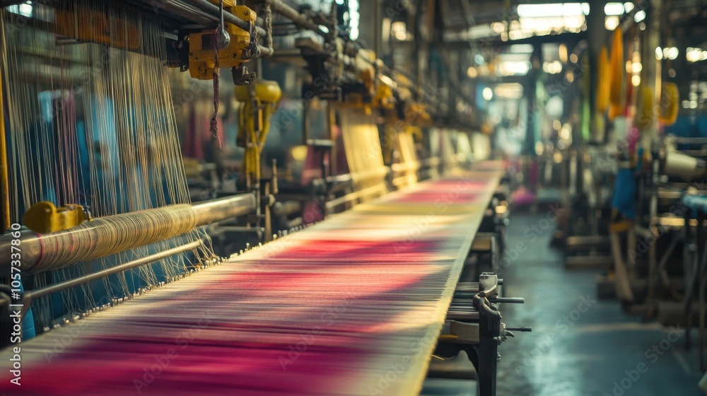 custom made wallpaper toronto digitalRows of industrial looms in a textile factory, each producing delicate silk fabric under the