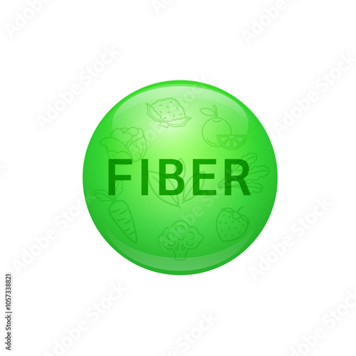 Fiber green from natural fruits vegetables. For nutrition products food supplements health. Prebiotics Probiotic Beta carotene. Nutrients essential for intestine. Vector illustration.