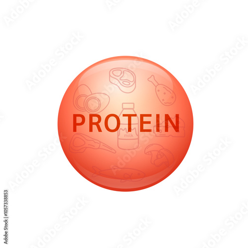 Protein red derived from meat and fruits. Nutrients that provide energy to the body. For nutrition products food supplements health. Vector.