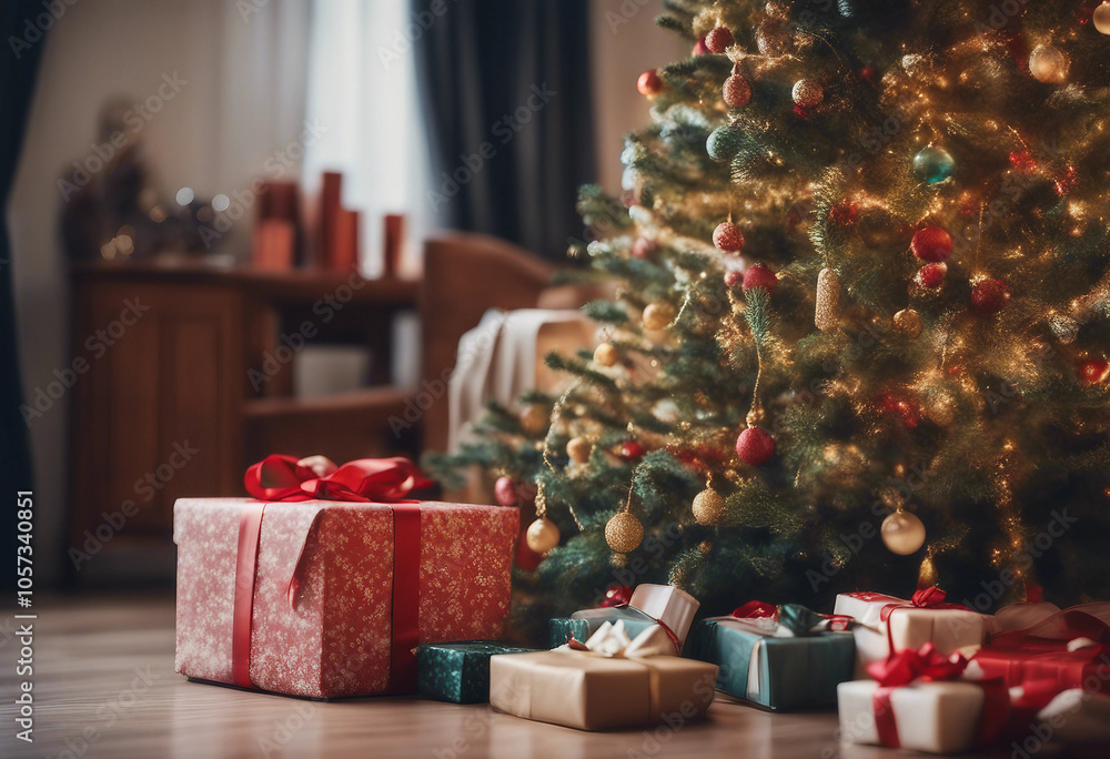 Festive Christmas tree with gifts Festive Christmas tree with gifts