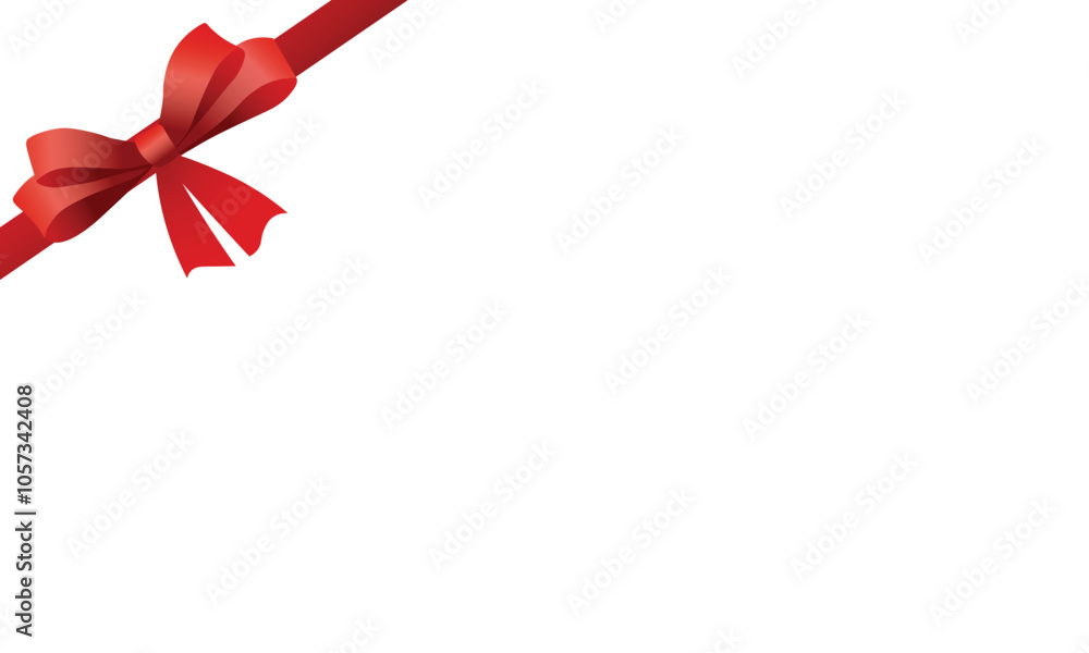 White background with red bow for text White background with red bow for text