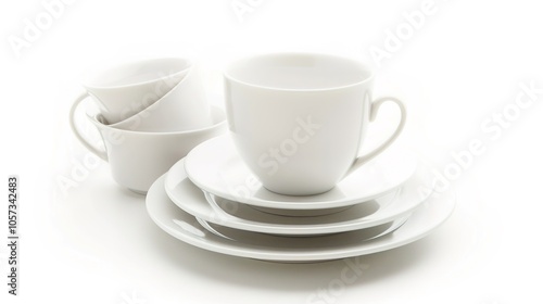 A Tableware on a White Background Image - a clean and inviting visual. The tableware on a white background image presents a neat and appealing scene, making it suitable for various dining or display s