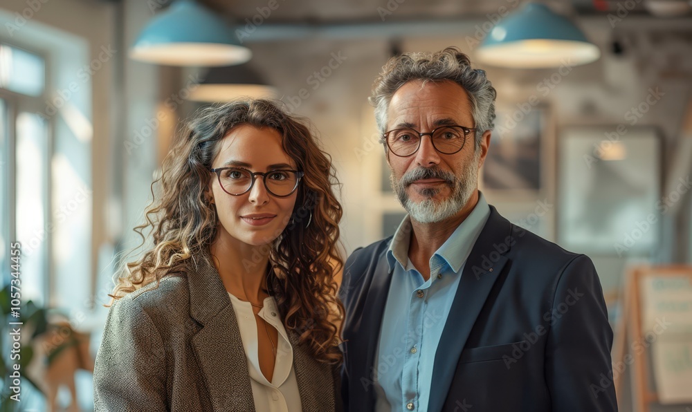 Portrait of two business people standing in an office Portrait of two business people standing in an office