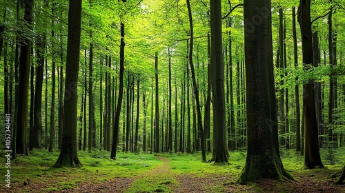 Lush Green Forest with Tall Trees..