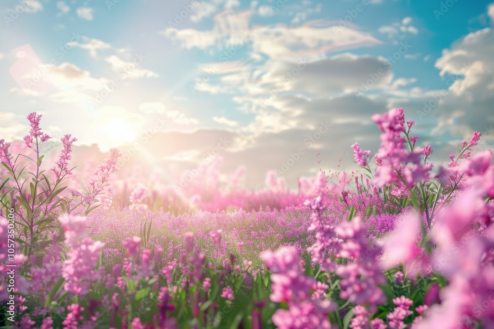 Purple lavender flowers on sunny beautiful nature spring background. Summer scene with fresh lavandula flower of lilac color. Neural network ai generated art