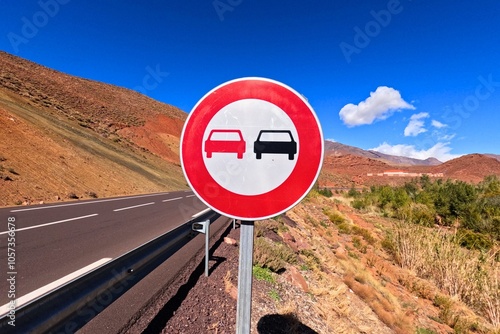 Фотография No Overtaking Road Sign, Overtaking Prohibited Traffic Sign