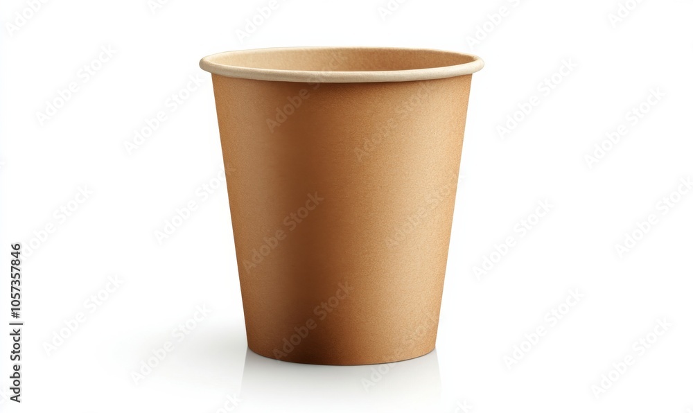 A blank packaging kraft paper cup designed for ecology product presentation, isolated on a white background for mock-up purposes A blank packaging kraft paper cup designed for ecology product presentation, isolated on a white background for mock-up purposes