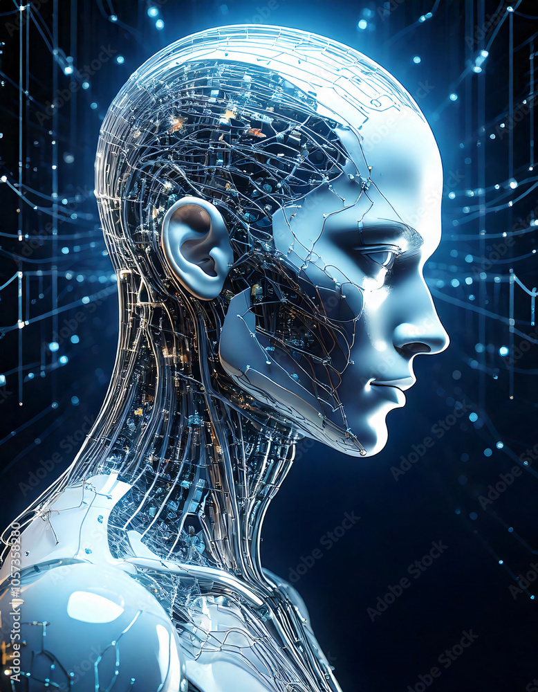 An immortal human in a machine body, transhumanism An immortal human in a machine body, transhumanism
