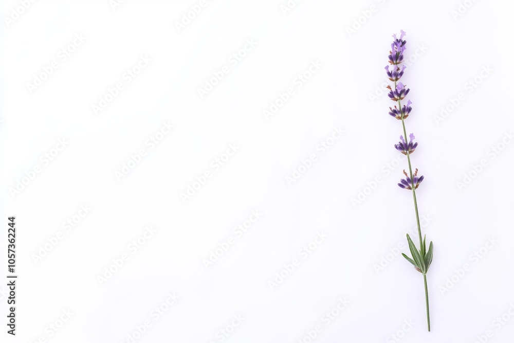Single Lavender Flower on White Background Single Lavender Flower on White Background