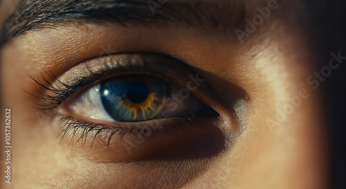 Esta imagem em close-up de olhos humanos ressalta o poder do olhar, chamando a atenção para a emoção, a comunicação e a profundidade que pode ser transmitida por meio dessa característica humana photo