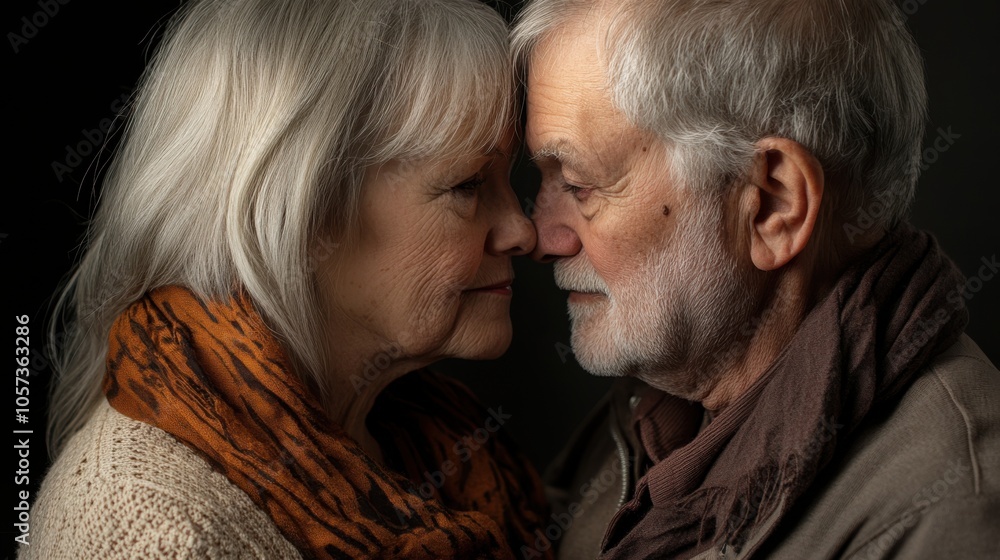 Beautiful senior couple looking into each other eyes, a lifetime of love and companionship Beautiful senior couple looking into each other eyes, a lifetime of love and companionship