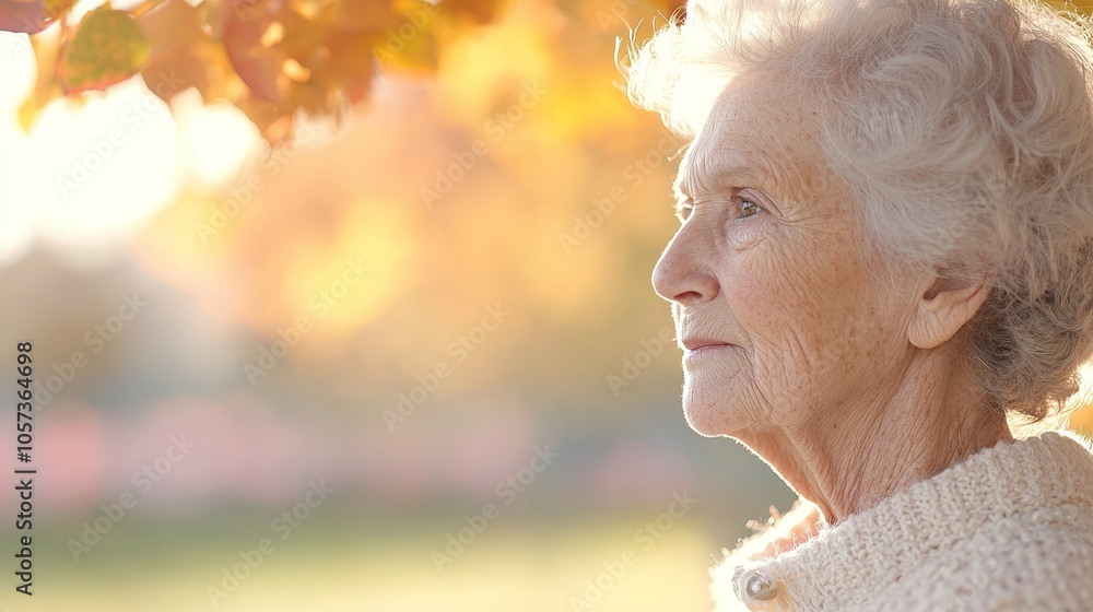 Reflecting on life an elderly woman's contemplative moment amidst the warmth of autumn's embrace Reflecting on life an elderly woman's contemplative moment amidst the warmth of autumn's embrace