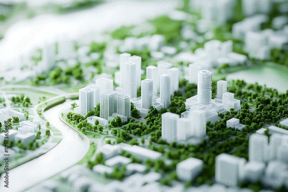 Cityscape Model with River Cityscape Model with River