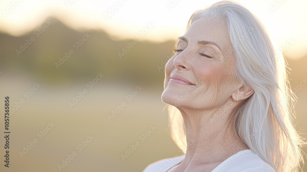 Embracing serenity a portrait of inner peace and contentment in nature's embrace for the graceful elderly woman Embracing serenity a portrait of inner peace and contentment in nature's embrace for the graceful elderly woman