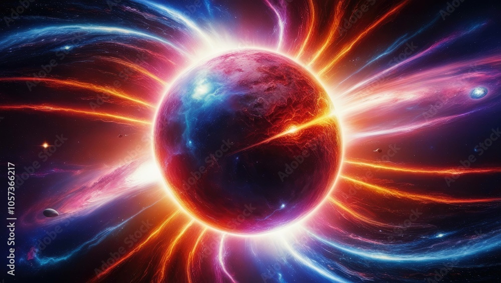 Obraz premium Cosmic Energy Burst: Stunning Nebula Explosion in Deep Space