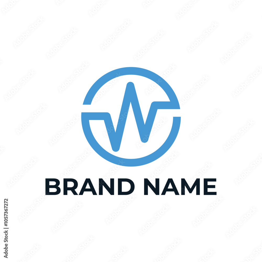 Letter W Audio Wave Circle Logo Letter W Audio Wave Circle Logo